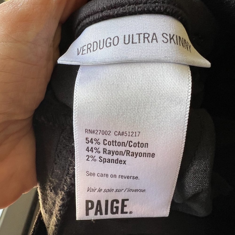 PAIGE Verdugo Ultra Skinny Black Velvet Jeans - Picture 4 of 5
